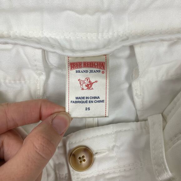 True Religion | Jordan Boyfriend White Button Fly Mid Rise Straight Leg Pants - Picture 8 of 10